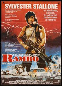 7m087 FIRST BLOOD German 33x47 '82 artwork of Sylvester Stallone as John Rambo!