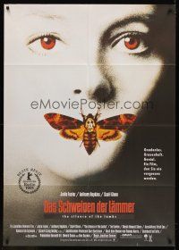 7m108 SILENCE OF THE LAMBS German 33x47 '90 great image of Jodie Foster with moth over mouth!
