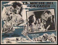 7m706 NIGHT OF THE HUNTER Mexican LC '55 Robert Mitchum threatens kids with knife, cool border art!