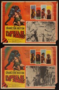 7m609 PLANET OF THE APES 2 Mexican LCs '68 Charlton Heston, classic sci-fi, different border art!