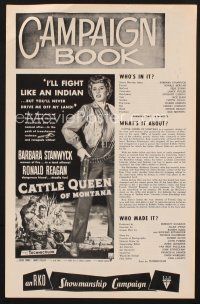 7m362 CATTLE QUEEN OF MONTANA pressbook R50s full-length cowgirl Barbara Stanwyck, Ronald Reagan