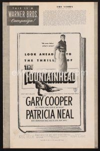 7m383 FOUNTAINHEAD pressbook '49 Gary Cooper & Patricia Neal in Ayn Rand's objectivist classic!