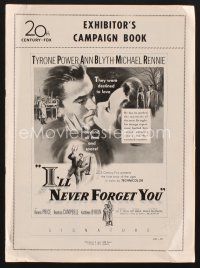 7m405 I'LL NEVER FORGET YOU pressbook '51 Tyrone Power travels back in time to meet Ann Blyth!