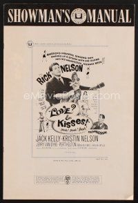 7m421 LOVE & KISSES pressbook '65 Ricky Nelson playing guitar, not rock & roll but Rick & roll!