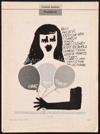 7m440 ONE, TWO, THREE pressbook '62 Billy Wilder, James Cagney, Saul Bass art of girl w/balloons!