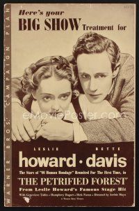 7m442 PETRIFIED FOREST pressbook '36 Leslie Howard, Bette Davis & Humphrey Bogart's comeback role!