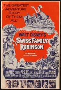 7m466 SWISS FAMILY ROBINSON pressbook '60 John Mills, Walt Disney family fantasy classic!