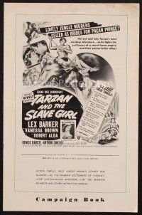7m467 TARZAN & THE SLAVE GIRL pressbook '50 Lex Barker on elephant fighting off lions with spear!