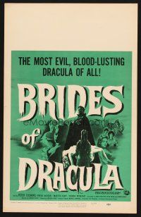 7m147 BRIDES OF DRACULA WC '60 Terence Fisher, Hammer, Peter Cushing as Van Helsing, cool art!