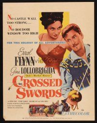 7m166 CROSSED SWORDS WC '53 art of Errol Flynn & sexy Gina Lollobrigida, Italy's Marilyn Monroe!