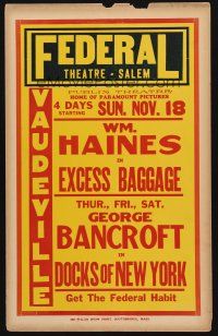 7m189 FEDERAL THEATRE SALEM NOV 18 local theater WC '28 Josef von Sternberg, Haines, Bancroft