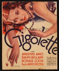 7m199 GIGOLETTE WC '35 cool artwork of sexy smoking bad girl prostitute Adrienne Ames!