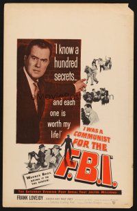7m220 I WAS A COMMUNIST FOR THE FBI WC '51 Frank Lovejoy, red scare film noir!