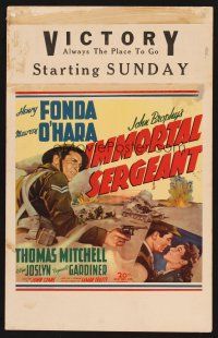 7m221 IMMORTAL SERGEANT WC '43 cool art of soldier Henry Fonda & romancing Maureen O'Hara!