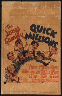7m281 QUICK MILLIONS WC '39 wacky art of The Jones Family prospecting and on railroad car!
