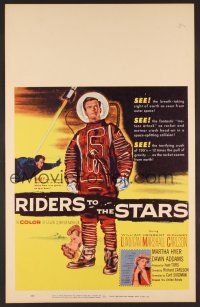 7m285 RIDERS TO THE STARS WC '54 William Lundigan has broken into outer space w/gravity zero!
