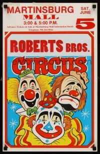 7m288 ROBERTS BROS. CIRCUS WC '90s cool artwork of three clowns!