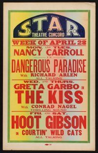 7m306 STAR THEATRE CONCORD APRIL 28 WC '30 Greta Garbo in The Kiss, Nancy Carroll, Hoot Gibson