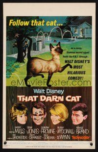 7m317 THAT DARN CAT WC '65 great art of Hayley Mills & Disney Siamese feline!
