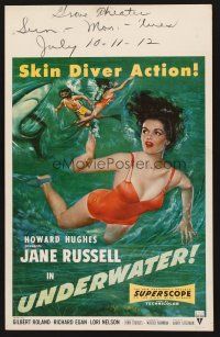 7m326 UNDERWATER WC '55 Howard Hughes, sexiest artwork of skin diver Jane Russell!
