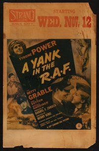 7m337 YANK IN THE R.A.F. WC '41 close up of pilot Tyrone Power & Betty Grable in uniform!