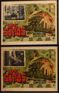 7m548 FROGS 6 Mexican LCs R70s horror art of man-eating amphibian with human hand hanging from mouth!