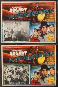 7m537 HARDER THEY FALL 7 Mexican LCs '56 Humphrey Bogart, Rod Steiger, cool boxing border artwork!
