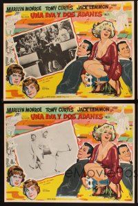 7m528 SOME LIKE IT HOT 8 Mexican LCs '59 sexy Marilyn Monroe, Tony Curtis & Jack Lemmon in drag!