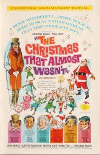 7m365 CHRISTMAS THAT ALMOST WASN'T pressbook '66 Rossano Brazzi, Italian holiday fantasy musical!