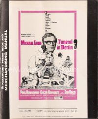 7m386 FUNERAL IN BERLIN pressbook '67 Michael Caine pointing gun, directed by Guy Hamilton!