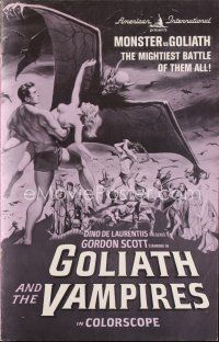 7m391 GOLIATH & THE VAMPIRES pressbook '64 Gordon Scott saves kidnapped women from an evil zombie!