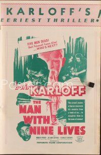 7m425 MAN WITH NINE LIVES pressbookR40s Boris Karloff brings them back alive to witness unholy deeds