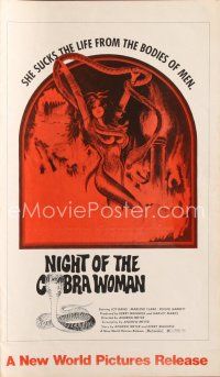 7m435 NIGHT OF THE COBRA WOMAN pressbook '72 only the snake could satisfy her unearthly desires!