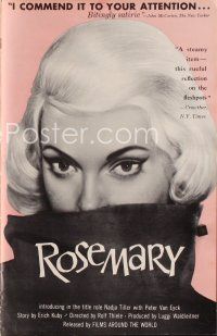 7m450 ROSEMARY pressbook '59 Nadja Tiller in title role, sexy German steamy fleshpots!