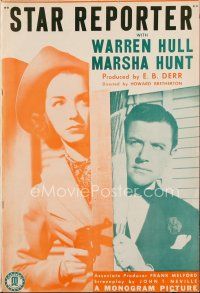7m460 STAR REPORTER pressbook '39 Warren Hull & Marsha Hunt with gun, newspapers!