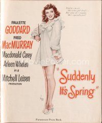 7m462 SUDDENLY IT'S SPRING pressbook '46 classic sexy Alberto Vargas art of Paulette Goddard!