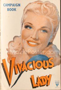 7m480 VIVACIOUS LADY English pressbook '38 art of sexy Ginger Rogers, directed by George Stevens!