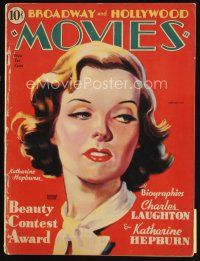 7p172 BROADWAY & HOLLYWOOD MOVIES magazine Jan 1933 art of Katharine Hepburn by Leonard Kissell!