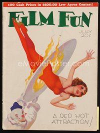 7p179 FILM FUN magazine July 1931 Enoch Bolles art of sexy performer jumping through flaming hoop!