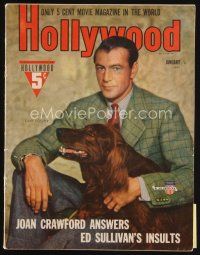 7p140 HOLLYWOOD magazine January 1941 great portrait of Gary Cooper & his Irish setter!