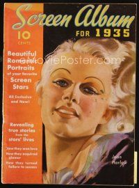 7p168 SCREEN ALBUM vol 1 no 1 magazine 1935 wonderful artwork portrait of beautiful Jean Harlow!