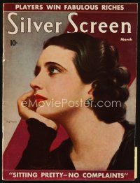 7p106 SILVER SCREEN magazine March 1937 artwork of beautiful Kay Francis by Marland Stone!
