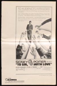 7p405 TO SIR, WITH LOVE pressbook '67 Sidney Poitier, Lulu, directed by James Clavell!