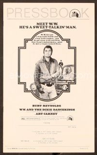 7p409 W.W. & THE DIXIE DANCEKINGS pressbook '75 Burt Reynolds as '50s country hoodlum!