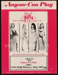 7p271 ANYONE CAN PLAY sheet music '68 Ursula Andress, Virna Lisi, Claudine Auger, Mell, title song!