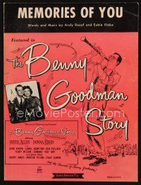 7p276 BENNY GOODMAN STORY sheet music '56 Steve Allen as Goodman, Donna Reed, Memories of You!