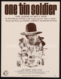 7p277 BILLY JACK sheet music '71 Tom Laughlin, most unusual boxoffice success ever, One Tin Soldier
