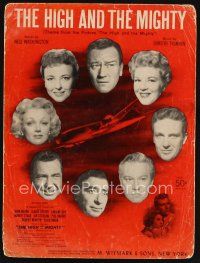 7p287 HIGH & THE MIGHTY sheet music '54 William Wellman, John Wayne, Claire Trevor, title song!