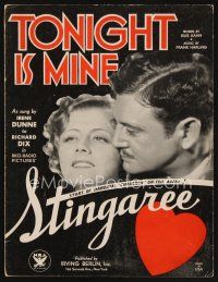 7p306 STINGAREE sheet music '34 Richard Dix & Irene Dunne, Tonight Is Mine!
