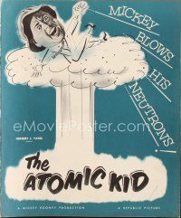 7p319 ATOMIC KID pressbook '55 wacky art of nuclear Mickey Rooney blowing his neutrons!